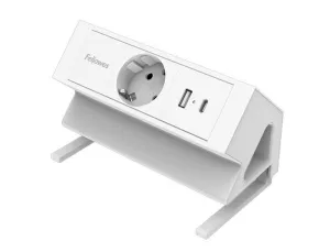 REGLETA FELLOWES SOBREMESA 1 TOMA + USB A + USB C COLOR BLANCO