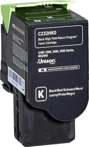 LEXMARK C2325/C2425/C2535/MC2325/MC2425/MC2535/MC2640 NEGRO CARTUCHO DE TONER ORIGINAL - C232HK0