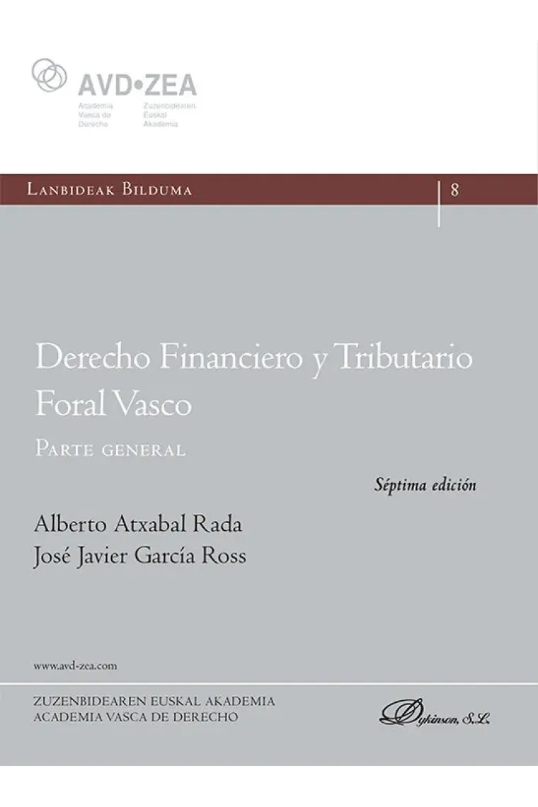 DERECHO FINANCIERO Y TRIBUTARIO FORAL VASCO. PARTE GENERAL