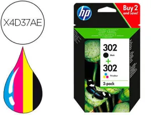 HP 302 NEGRO + COLOR PACK DE 2 CARTUCHOS DE TINTA ORIGINALES - X4D37AE