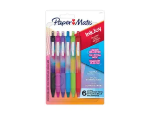 BOLIGRAFO PAPER MATE INKJOY 300 RETRACTIL COLECCION DE ESTILO TRAZO 1 MM BLISTER DE 6 UNIDADES COLORES SURTIDOS