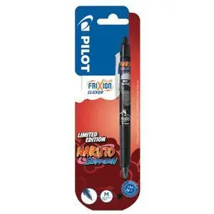PILOT FRIXION CLICKER NARUTO SHIPPUDEN BOLIGRAFO DE GEL RETRACTIL BORRABLE - PUNTA DE BOLA 0.7MM - TRAZO 0.4MM - GRIP DE AGARRE - COLOR NEGRO
