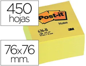 3M MMM NOTA ADH.POST-IT 76X76 450H AMARILLO 636-B MAK029741