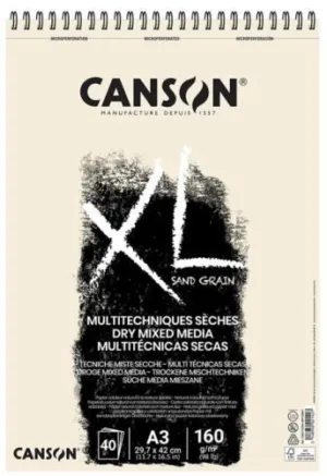 BLOC DE DIBUJO CANSON XL SAND GRAIN (ESPIRAL) 160G NATURAL A3 40H