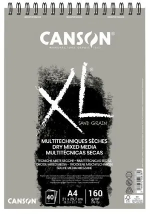 BLOC DE DIBUJO CANSON XL SAND GRAIN (ESPIRAL) 160G GRIS A4 40H