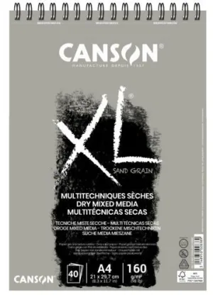 BLOC DE DIBUJO CANSON XL SAND GRAIN (ESPIRAL) 160G GRIS A3 40H
