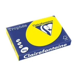PAPEL DE COLOR A3 CLAIREFONTAINE TROPHEE 80G 500H VIVO AMARILLO SOL
