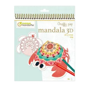 LIBRO DE COLOREAR AVENUE MANDARINE MANDALA 3D ANIMALES MARINOS 160G 36H