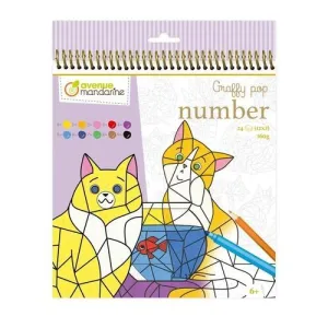 LIBRO DE COLOREAR AVENUE MANDARINE DIBUJAR CON NUMEROS GATOS 160G 24H