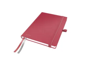 CUADERNO CON GOMILLA LEITZ TAPA DURA A5 80 HOJAS CUADRICULA COLOR ROJO