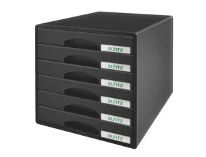 FICHERO CAJONES SOBREMESA LEITZ PLUS 6 CAJONES COLOR NEGRO 287X270X363 MM