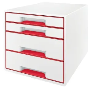 MODULO 4 CAJONES LEITZ WOW CUBE (2 GRANDES + 2 PEQUEÑOS) ROJO METALIZADO/BLANCO