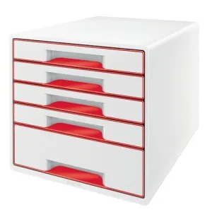 MODULO 5 CAJONES LEITZ WOW CUBE (1 GRANDE + 4 PEQUEÑOS) ROJO METALIZADO/BLANCO