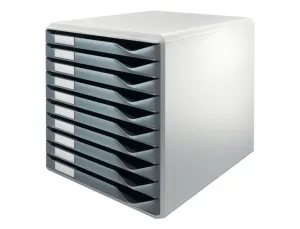 FICHERO CAJONES SOBREMESA LEITZ PARA FORMULARIOS 10 CAJONES COLOR GRIS OSCURO/GRIS 285X290X355 MM