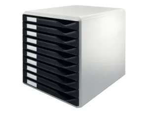 FICHERO CAJONES SOBREMESA LEITZ PARA FORMULARIOS 10 CAJONES COLOR NEGRO/GRIS 285X290X355 MM