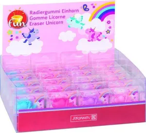 GOMA DE BORRAR BRUNNEN FUN 3D UNICORNIO SURTIDO EXPOSITOR DE 20 (4 COL.)