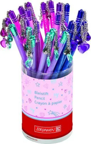 LAPIZ DE GRAFITO BRUNNEN FUN COLGANTE EFECTO GLITTER HB SURTIDO EXPOSITOR DE 24 (4 COL.)