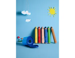 FABER-CASTELL GRIPPY PACK CON 6 LAPICES DE COLORES GRUESOS MINA XXL SUAVE - FORMA TRIANGULAR CON GRIP - COLORES SURTIDOS