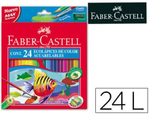 FABER-CASTELL CLASSIC COLOUR ACUARELABLE PACK DE 24 LAPICES DE COLORES HEXAGONALES ACUARELABLES + PINCEL - RESISTENCIA A LA ROTURA - COLORES SURTIDOS
