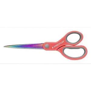 STAEDTLER NORIX 965 TIJERAS ESCOLARES 21CM - HOJAS DE ACERO INOXIDABLE CON APARIENCIA DE TITANIO - USO DIESTRO - AGARRE ERGONOMICO - COLORES SURTIDOS