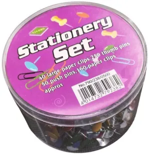 SET VALORO CAJA SURTIDA 500 PZS. CLIP COLOR, PUSH PIN Y CHINCHETA