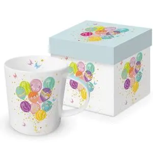 TAZA BALLOONS + CAJA REGALO
