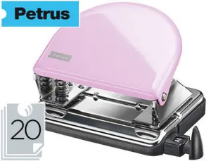PETRUS 52 RETRO TALADRO PERFORADOR METALICO - HASTA 20 HOJAS - MARCAS DE FORMATO - FACIL VACIADO - PUNZONES 5.5MM - COLOR STRAWBERRY CREAM