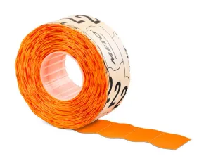ETIQUETAS METO NARANJA FLUOR 32X19 MM TROQUELADAS ADHESIVO PERMANENTE ROLLO DE 1000 UNIDADES