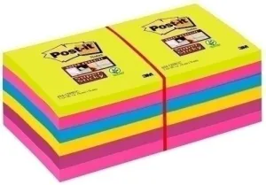 TACO NOTAS POST-IT 654 SUPER STICKY 76X76 COLORES NEON PACK DE 12