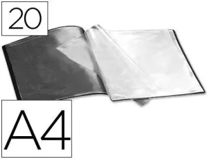 CARPETA LIDERPAPEL 20 FUNDAS DIN A4 COLOR NEGRO 23032