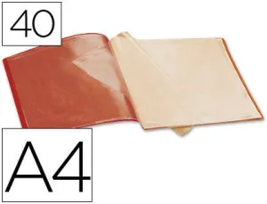 CARPETA LIDERPAPEL 40 FUNDAS DIN A4 COLOR ROJO 23037