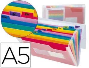 CARPETA CLASIFICADORA BEAUTONE FUELLE PP DIN A5 13 DEP COLOR TRANSPARENTE CS50381