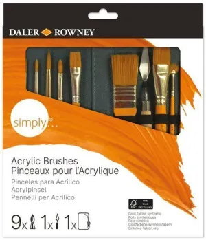 PINCEL DALER ROWNEY SIMPLY ACRILICO MANGO CORTO ESTUCHE CREMALLERA DE 10