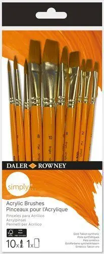 PINCEL DALER ROWNEY SIMPLY ACRILICO MANGO CORTO SET DE 10