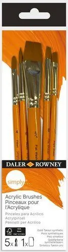 PINCEL DALER ROWNEY SIMPLY ACRILICO MANGO CORTO SET DE 5