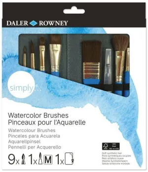 PINCEL DALER ROWNEY SIMPLY ACUARELA MANGO CORTO ESTUCHE CREMALLERA DE 10