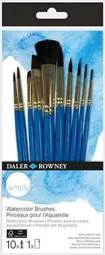 PINCEL DALER ROWNEY SIMPLY ACUARELA MANGO CORTO SET DE 10
