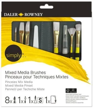 PINCEL DALER ROWNEY SIMPLY MIX MEDIA MANGO CORTO ESTUCHE CREMALLERA DE 10