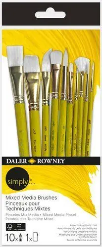 PINCEL DALER ROWNEY SIMPLY MIX MEDIA MANGO CORTO SET DE 10