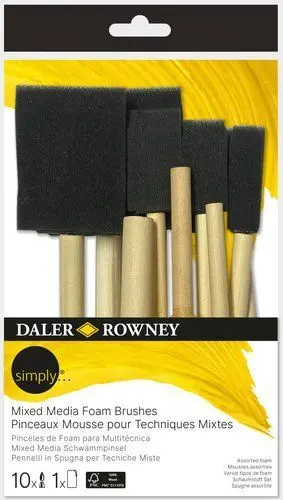 PINCEL DALER ROWNEY SIMPLY MIX MEDIA FOAM MANGO CORTO SET DE 10