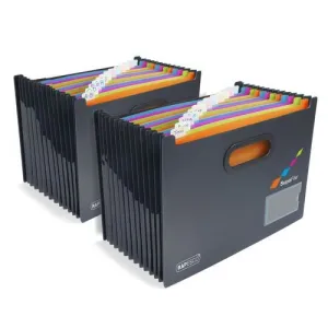 BASTIDOR CARPETAS COLGANTES RAPESCO SUPAFILE A4 13 POCKET MULTICOLRES (1300 HOJAS) NEGRO PACK DE 2
