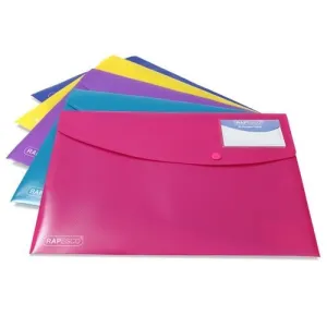 DOSIER SOBRE RAPESCO ECO PP TRANSLUCIDO BROCHE CON BOLSILLO PARA TARJETA A4 CRISTAL PACK DE 5