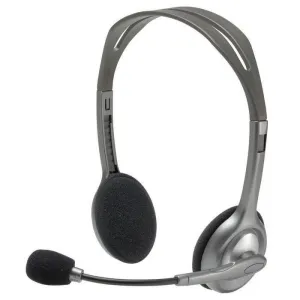 LOGITECH H110 AURICULARES ESTEREO CON MICROFONO PLEGABLE - DIADEMA AJUSTABLE - JACK 3.5MM - CABLE DE 1.80M - COLOR GRIS