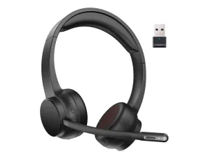 AURICULAR Q-CONNECT INALAMBRICO DIADEMA CON MICROFONO FLEXIBLE Y BOTON DE BLUETOOTH USB COLOR NEGRO