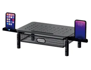 SOPORTE Q-CONNECT PARA MONITOR METALICO REGULABLE EN ALTURA CON CAJON Y DOS SOPORTES PARA MOVIL