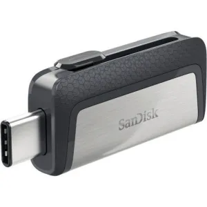 SANDISK ULTRA DUAL MEMORIA USB-C Y USB-A 128GB - HASTA 150MB/S DE LECTURA - DISEÃ±O METALICO - COLOR ACERO/NEGRO (PENDRIVE)