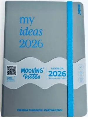 AGENDA ANUAL (2026) MOOVING NOTES COSIDA TAPA EXTRA CON GOMA 150X210 S/V