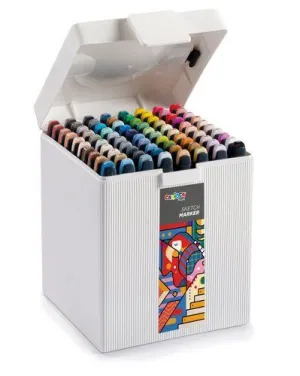 ROTULADOR FIBRA CARIOCA PLUS SKETCH MARKER DOBLE PUNTA CAJA DE 80 COLORES SURTIDOS