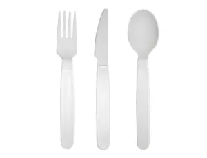 CUBIERTO POLIPROPILENO ARCHIVO 2000 LIBRE BPA PACK 1 CUCHARA + 1 TENEDOR + 1 CUCHILLO 18,5 CM COLOR BLANCO