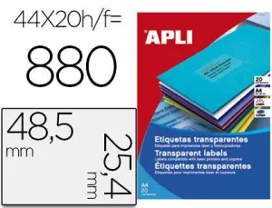 APLI ETIQUETAS APLI A4 48,5X25,4 TRANS.20H 1223 MAK002081